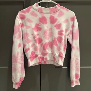 Pam & Gela Pink and White Tie Die Pullover